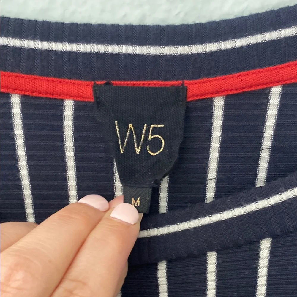 W5 Blue and Black Relaxed 3/4 Sleeve Blouse - Picture 2 of 2